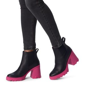Sorel Black and Pink Heeled Boots